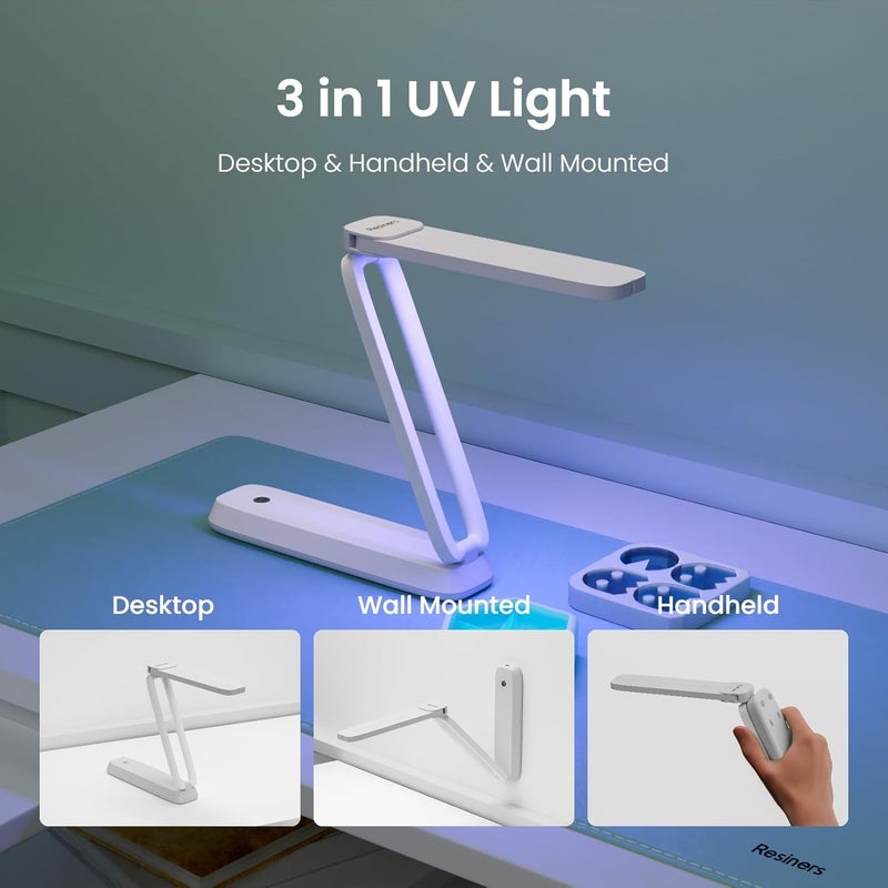 Resiners UV Light for Resin Curing, UV Resin Light, Wireless & Rechargeable Ultraviolet Lamp, 3-in-1 Uses, Foldable Blacklight LED, Craft Supplies Tools for Jewelry Making, Craft Molds, White - Image 5